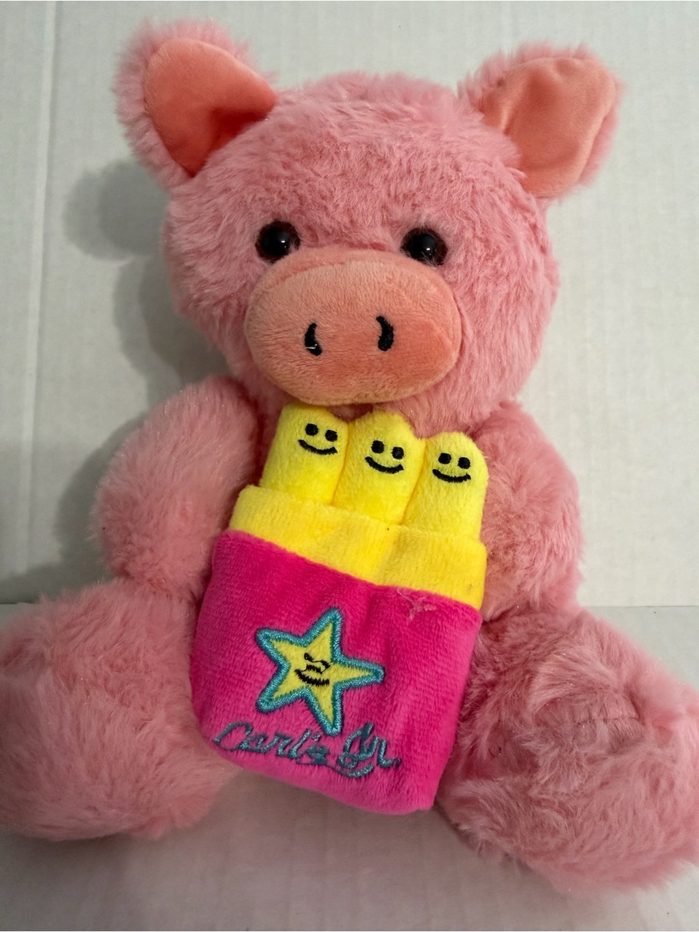 US Fun Machines Plush Pink Pig with Carl’s Jr Fries